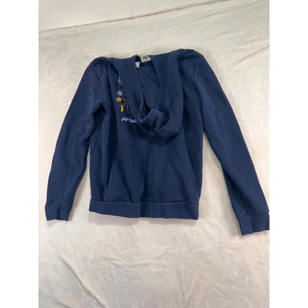 Adidas Originals Hoodie M 11-12Y Navy Blue Dinosaur Skeleton Trefoil Kids